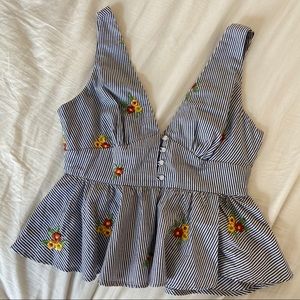 Floral Striped Tank Top